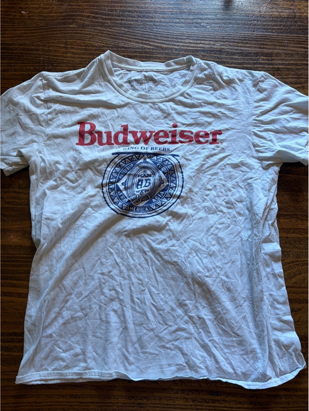 Budweiser King of Beers White Graphic T-Shirt Size Large